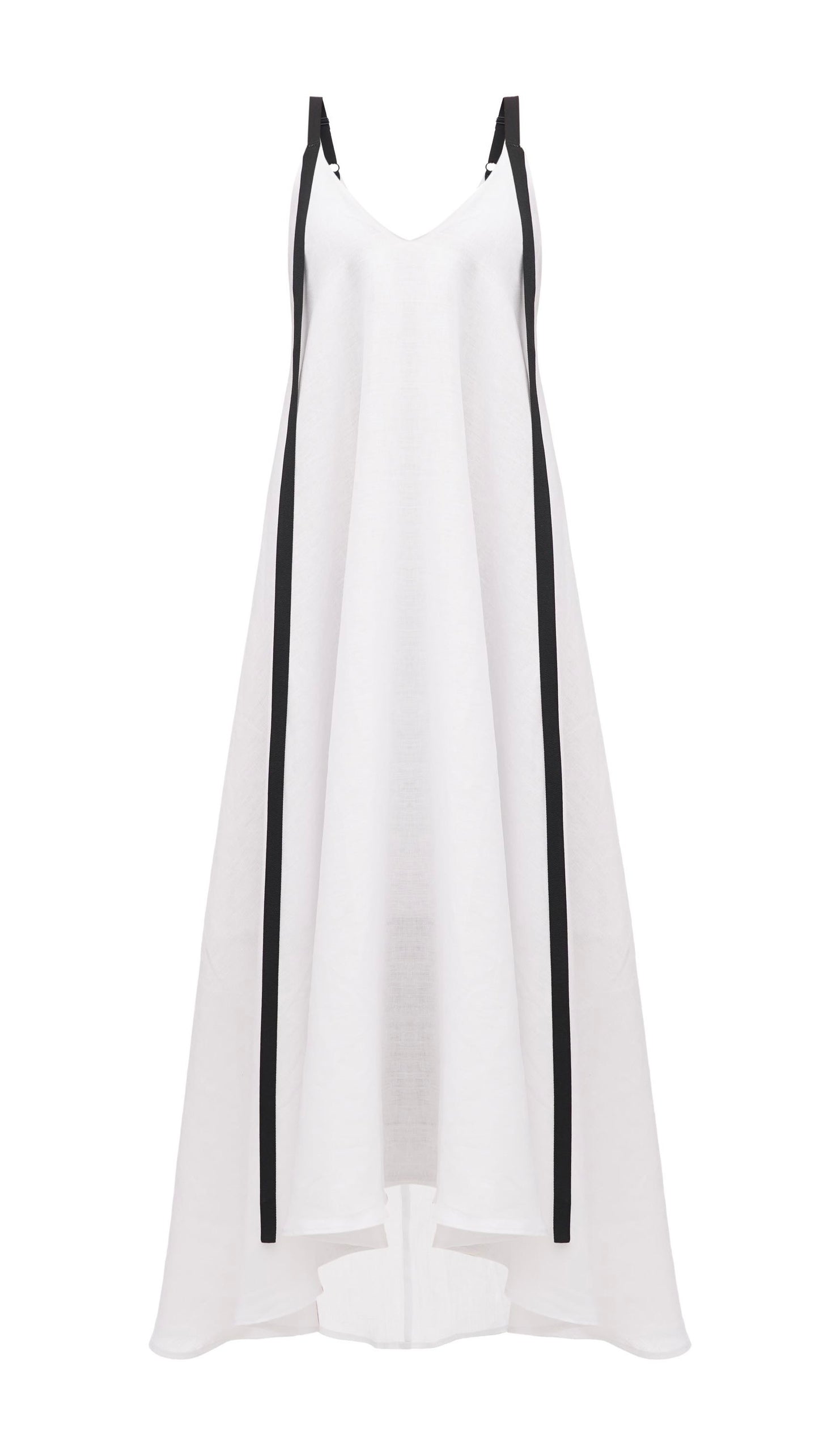 Dress with ribbons in organic linen height from 170cm+