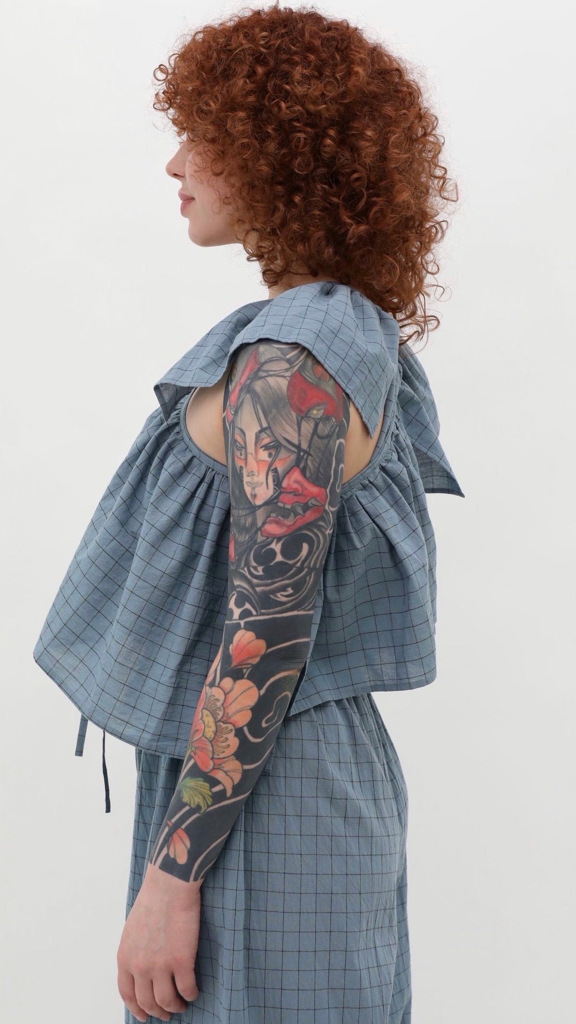 Asymmetrical shirt+ bloomers pants cotton washed