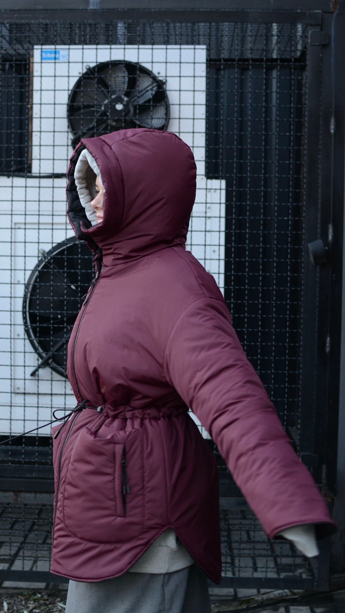 Winter double-sided jacket marsala/black