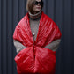 Red Down vest «RougeLove» with detachable hood