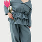 Asymmetrical shirt+ bloomers pants cotton washed