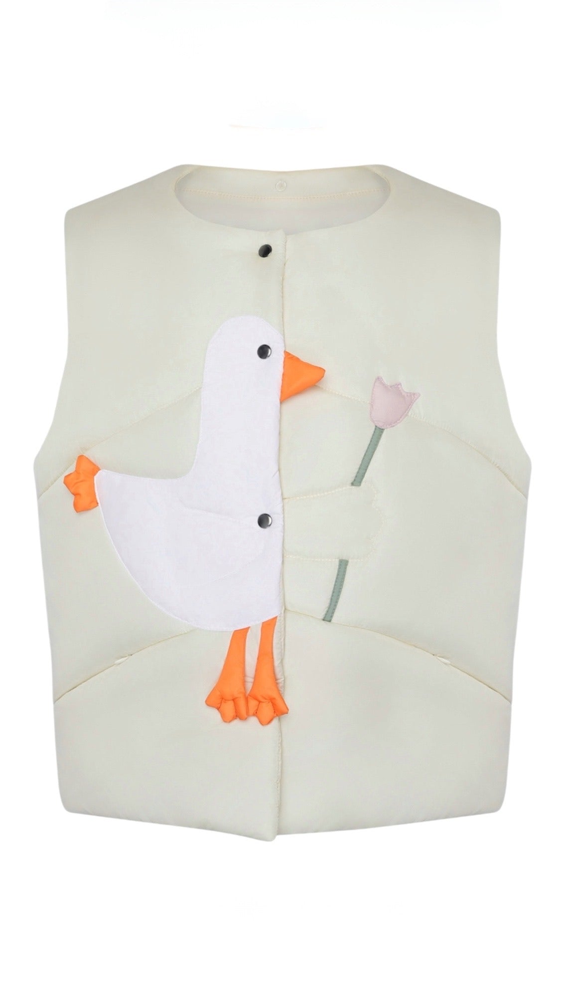 Vest "Little duck" creamy with detachable collar