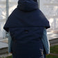 Deep blue Down vest with detachable hood