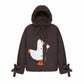Down jacket  "Little duck" in chocolate with detachable bows and removable hood
