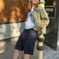 Checkered asymmetrical shorts