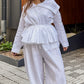 Asymmetrical shirt+ bloomers pants organic linen