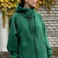 Zip fleece hoodie emerald