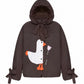 Down jacket  "Little duck" in chocolate with detachable bows and removable hood