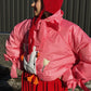 Down jacket  "Little duck" in pink with detachable bows and removable hood