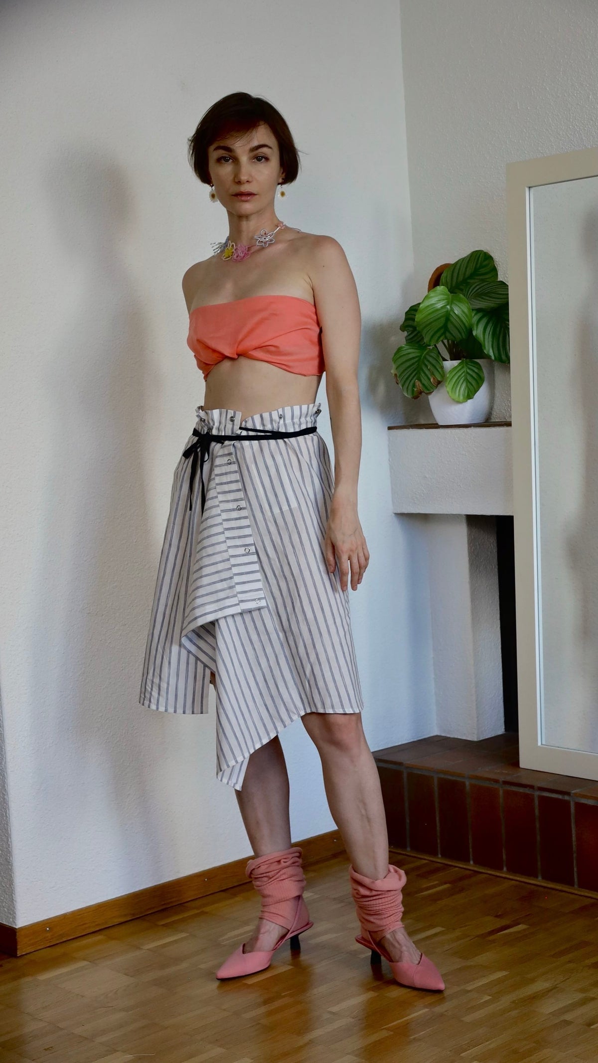 Striped shirt with optional attachable bottom