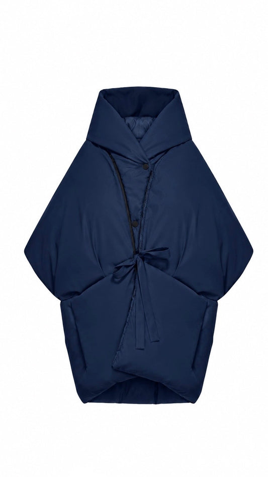 Deep blue Down vest with detachable hood