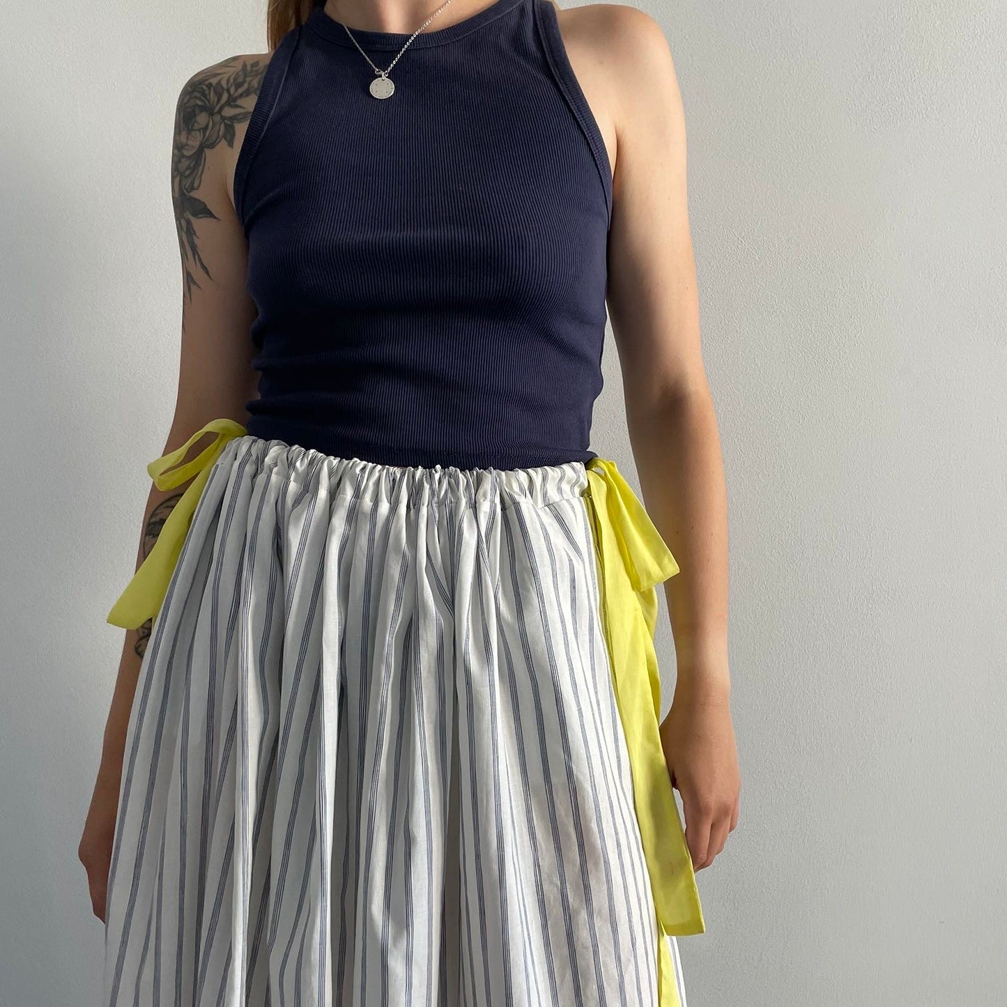 One-size cotton striped skirt with ribbons