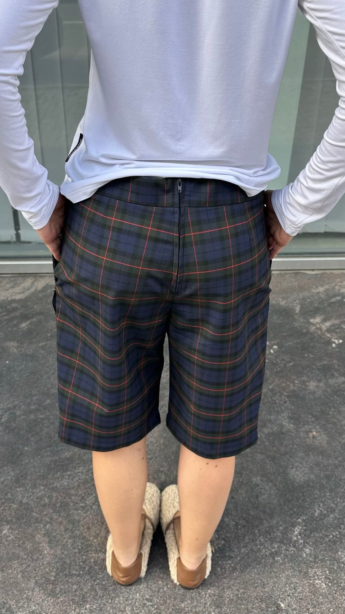 Checkered asymmetrical shorts