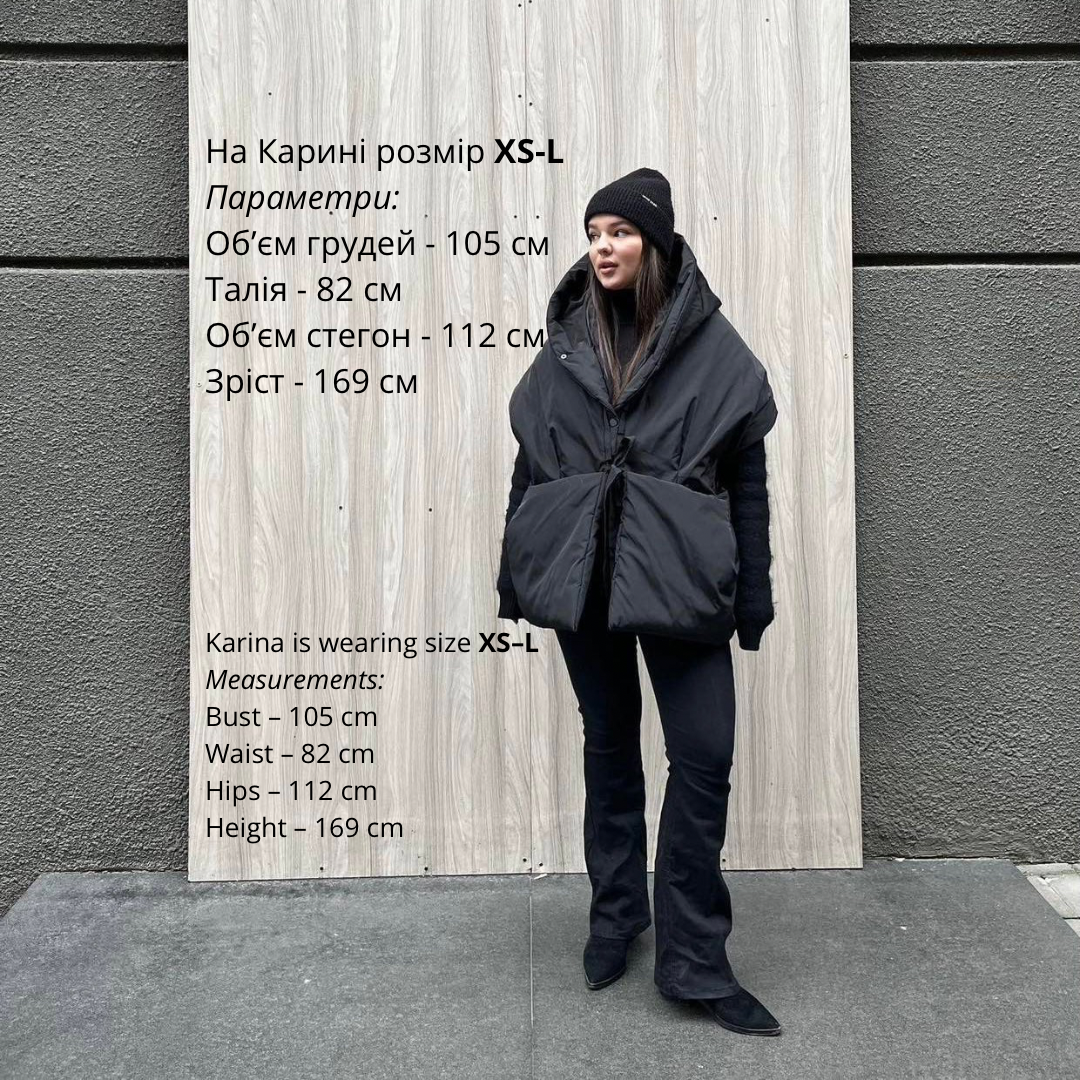 Black Down vest with detachable hood