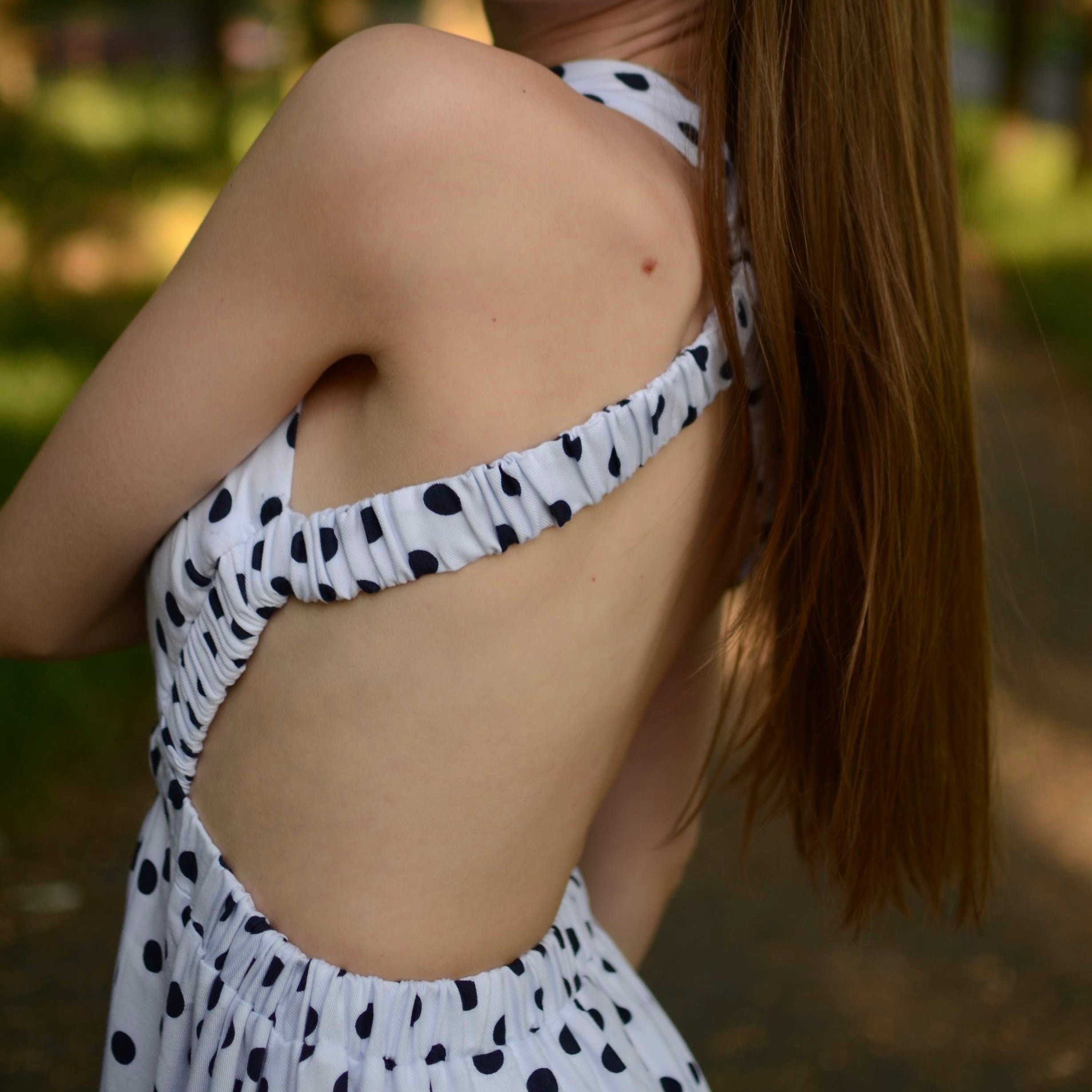 Polka dot hot sale backless dress