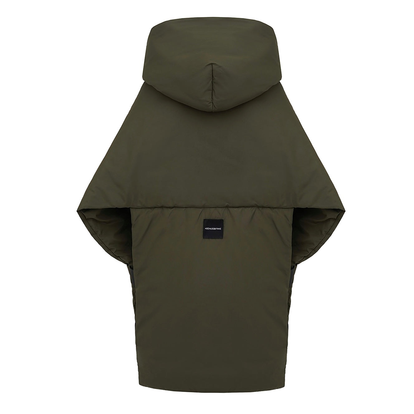 Khaki Down vest with detachable hood