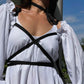 Dress linen with ribbons detachable sleeves