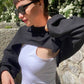 Black jersey crop sleeves