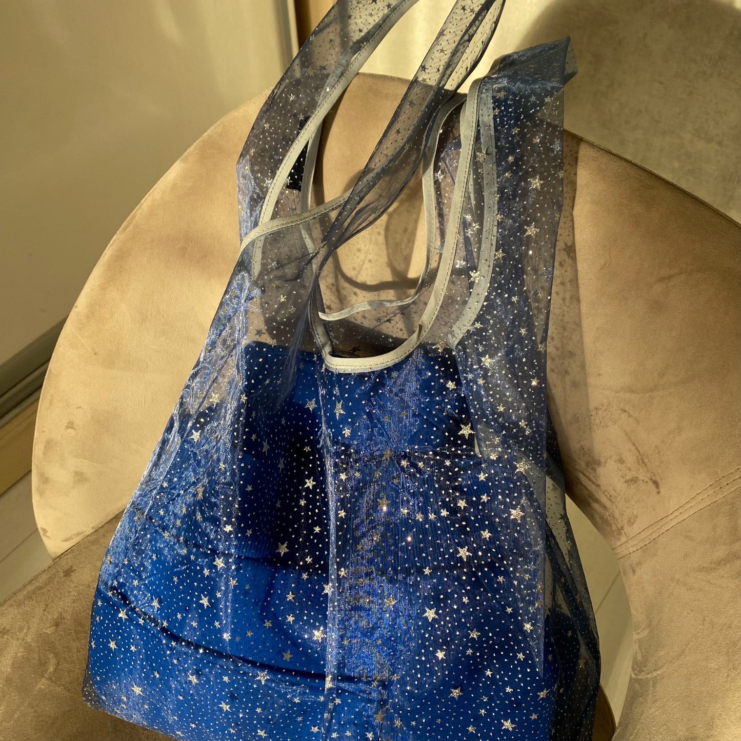 Blue transparent shopping bag