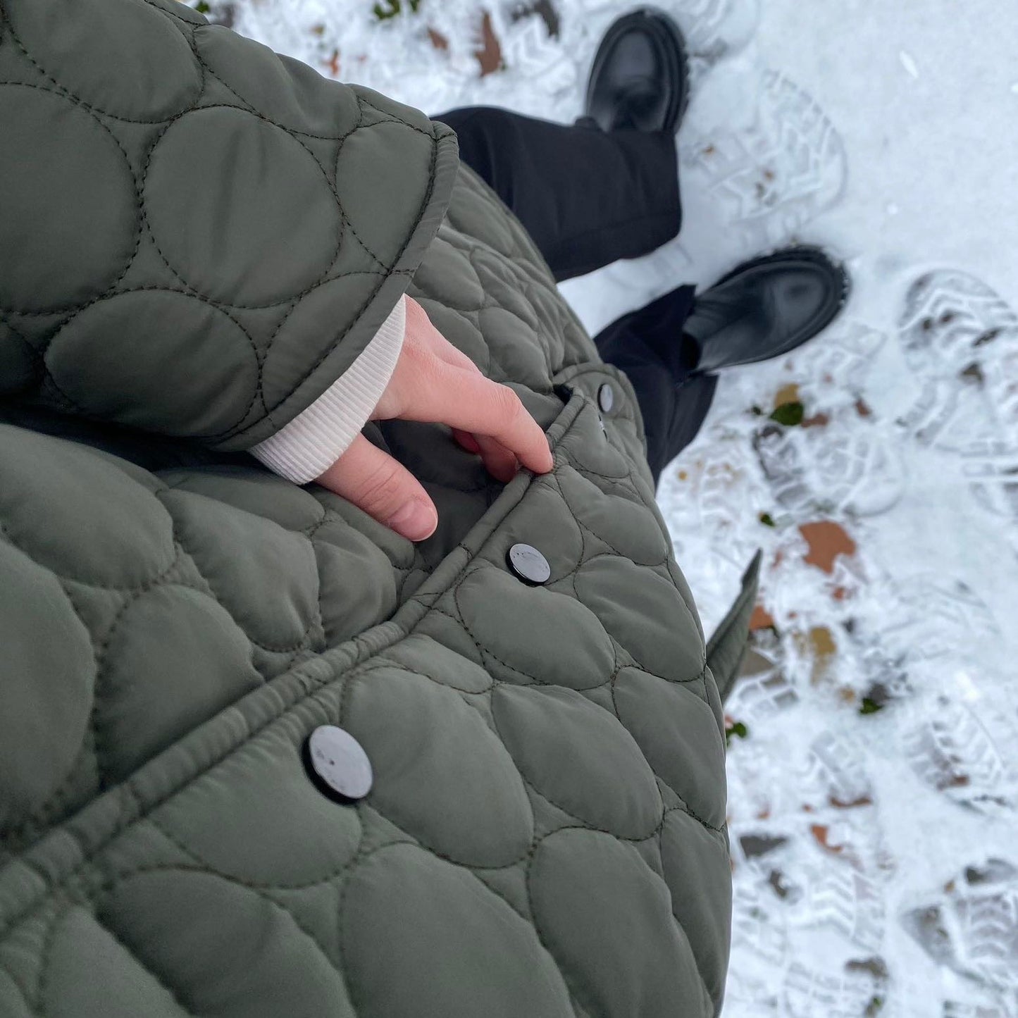 Зимова двостороння куртка хакі/чорний
